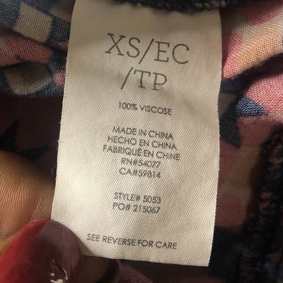 CAbi Isabel Patwork Boho Mini Skirt XS Pink Purple Asymmetrical Tiered Ruffled - Picture 9 of 14